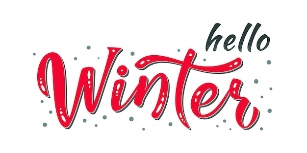 Premium Vector | Hello winter hand drawn lettering text with splash and ...