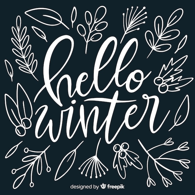 Download Hello winter lettering background | Free Vector