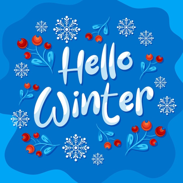 Download Free Vector | Hello winter lettering made with snow