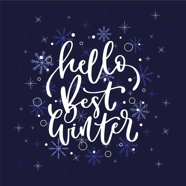 Download Hello winter lettering with snowflakes Vector | Free Download