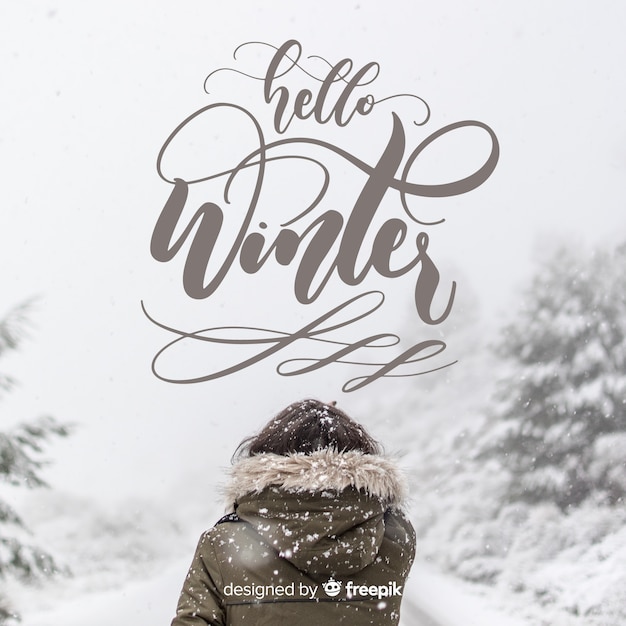 Download Hello winter lettering Vector | Free Download