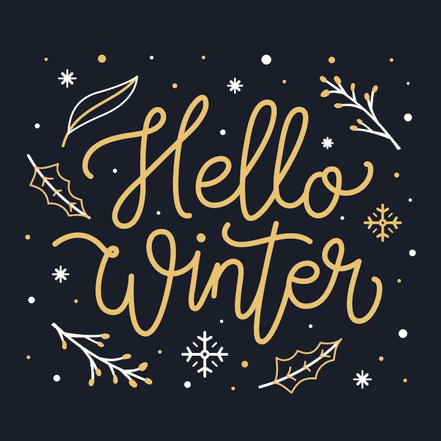 Premium Vector Hello Winter Lettering