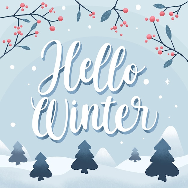 Download Free Vector | Hello winter - lettering