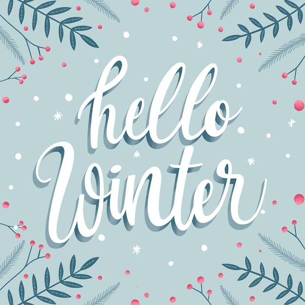 Free Vector | Hello winter - lettering