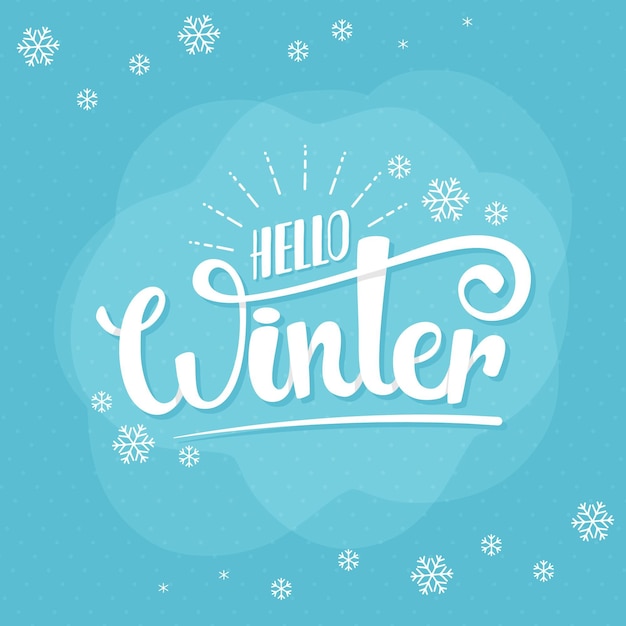 Download Free Vector | Hello winter message on blue