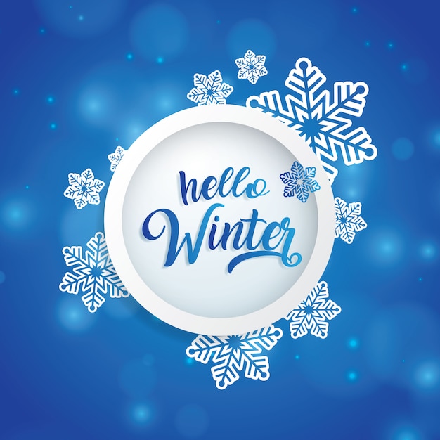 Download Premium Vector | Hello winter text in the circle