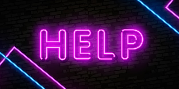 Premium Vector | Help neon sign