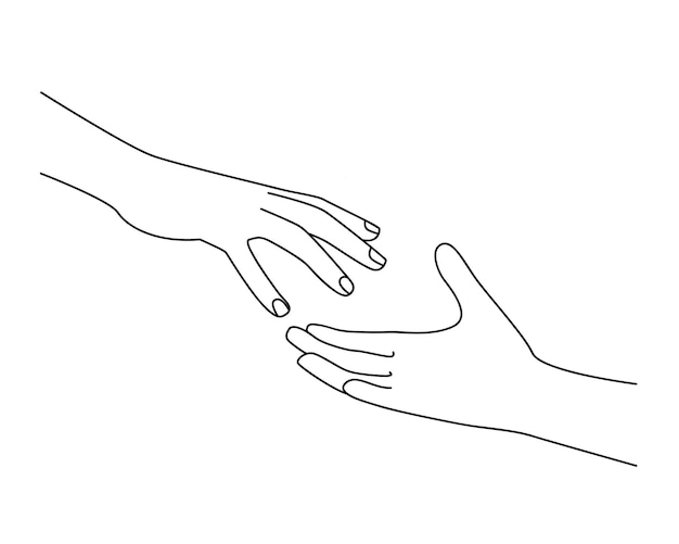 Premium Vector | Helping hand line art illustration