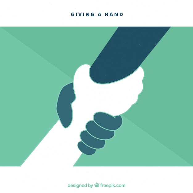 Helping hand to support background in flat style | Free Vector