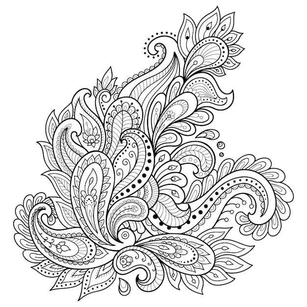 ヘナタトゥー花テンプレート 一時的な刺青スタイル オリエンタルスタイルの装飾的なパターンのセット プレミアムベクター