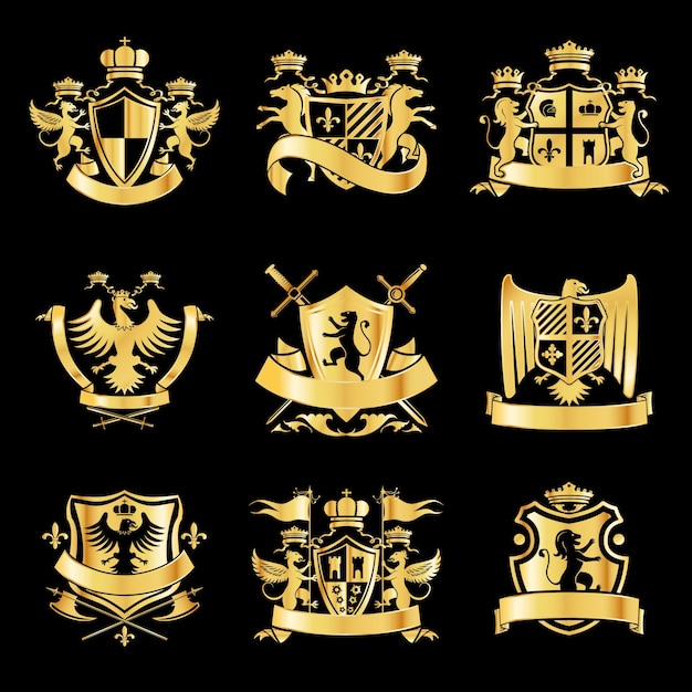 Premium Vector | Heraldic Golden Emblems