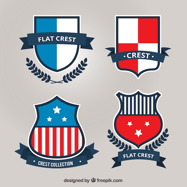 Heraldic shields set in flat design