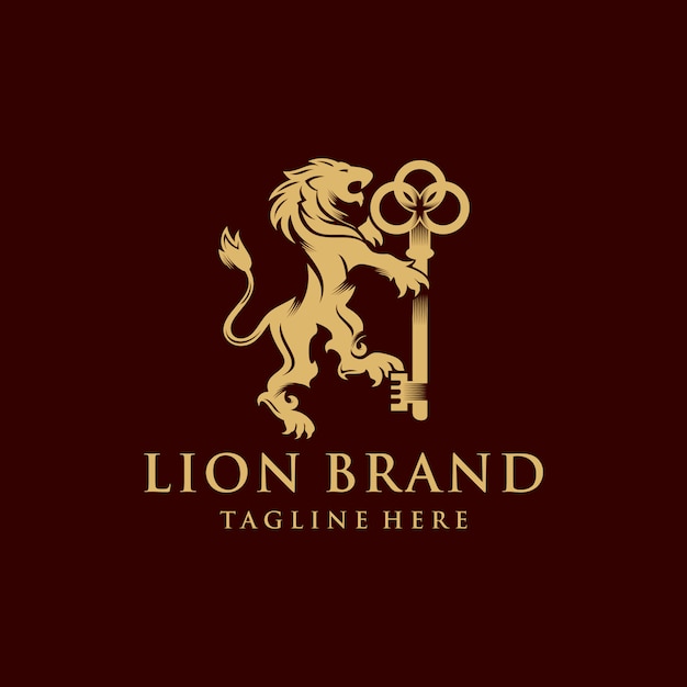 紋章のライオンのブランドロゴデザイン プレミアムベクター