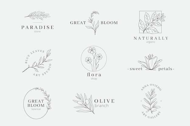 Premium Vector | Herbal plant logo template set