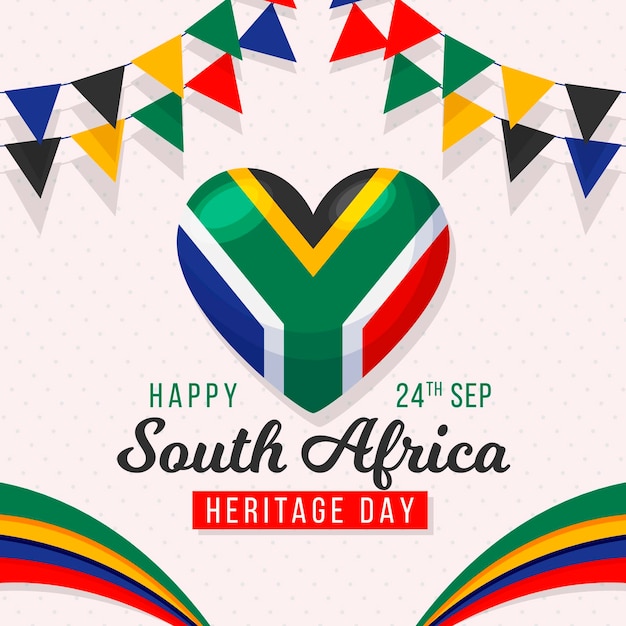 Heritage day with flags and heart Free Vector