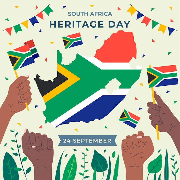 Premium Vector Heritage day with map and flag