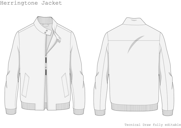 Herringtone jacket technical hand draw Premium Vector