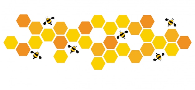 六角形蜂ハイブデザインの背景 プレミアムベクター