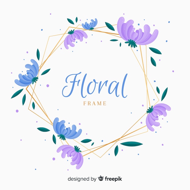 Download Hexagon floral frame background | Free Vector