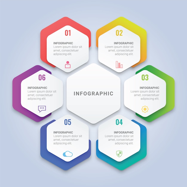 Premium Vector | Hexagon infographic template with six options for ...