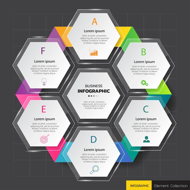 Premium Vector Hexagon Infographics Diagram Template 4007