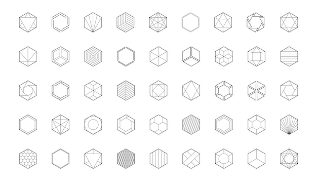 六角形のロゴのテンプレート ハニカムアイコン 創造的なデザイン要素 プレミアムベクター
