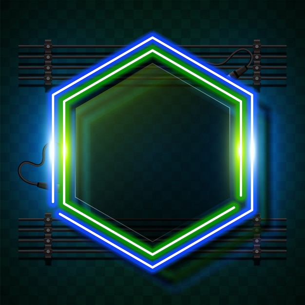 Hexagon Neon Banner Premium Vector