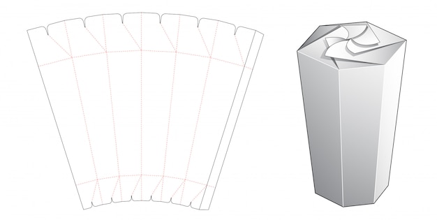 Download Premium Vector Hexagon Shaped Packaging Box With Twist Lock Top Die Cut Template