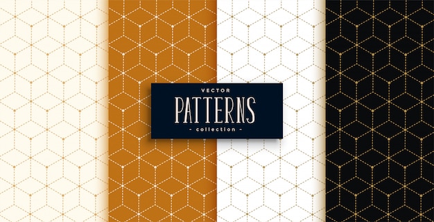 Hexagonal luxury pattern set in geometric line style Free Vector