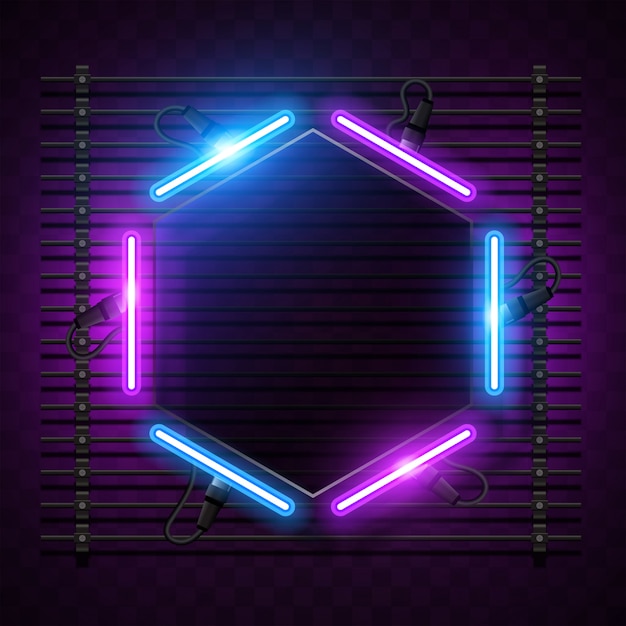 Premium Vector | Hexagonal purple neon banner