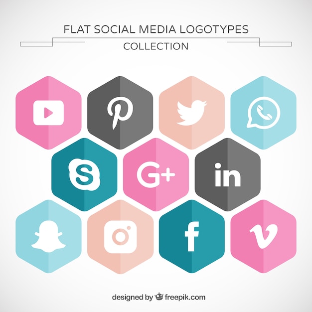 Hexagonal Social Media Icons Pack Free Vector