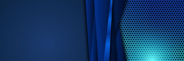 Premium Vector | Hexagonal texture blue abstract geometric wide banner ...