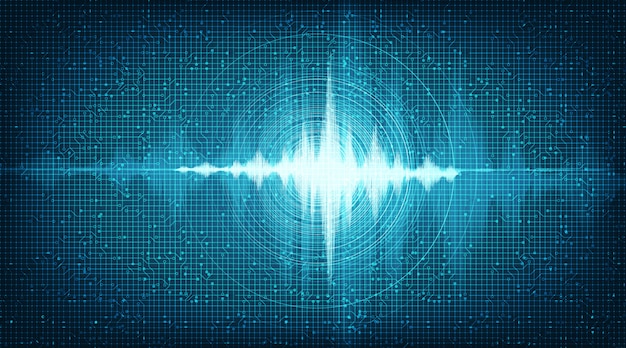 Hi-tech digital sound wave low and hight background Premium Vector