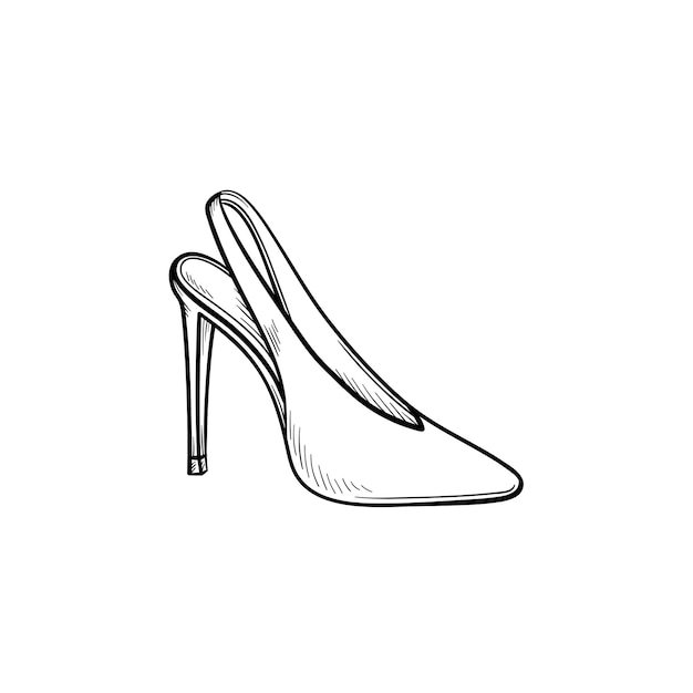 Premium Vector | High heel shoe, slingback hand drawn outline doodle ...