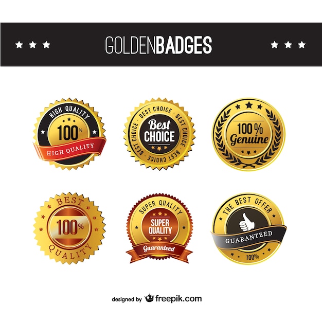 High quality  golden badges Free Vector