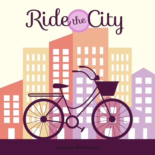 High rises with silhouette bicycle\
background