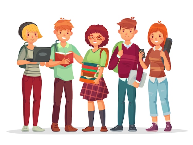 Premium Vector | High school students group. teenagers with school ...