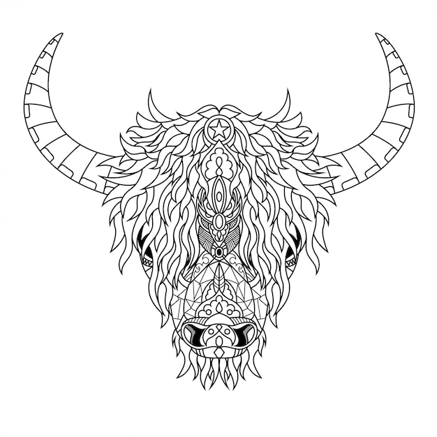Download Highland cow mandala zentangle illustration in lineal ...