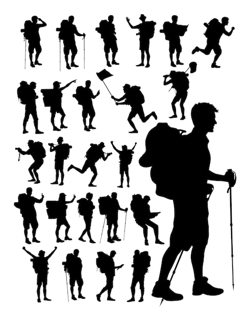 Download Hiker silhouette Vector | Premium Download