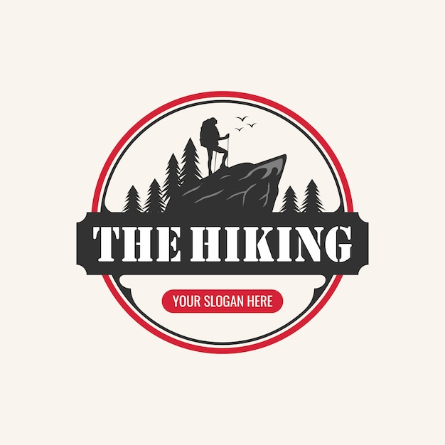 Hiking logo design inspiration, Premium Vector