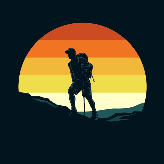 Premium Vector | Hiking silhouette retro graphic illustration
