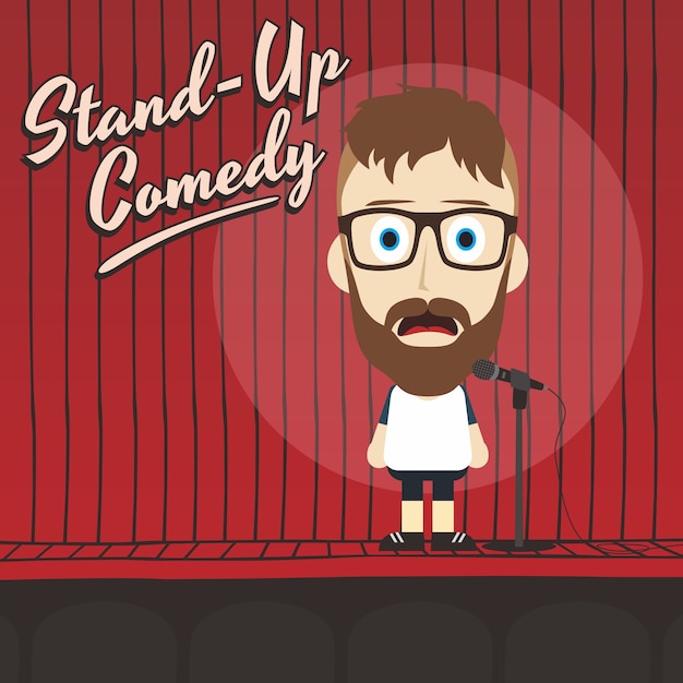 Premium Vector Hilarious Guy Stand Up Comedian Cartoon
