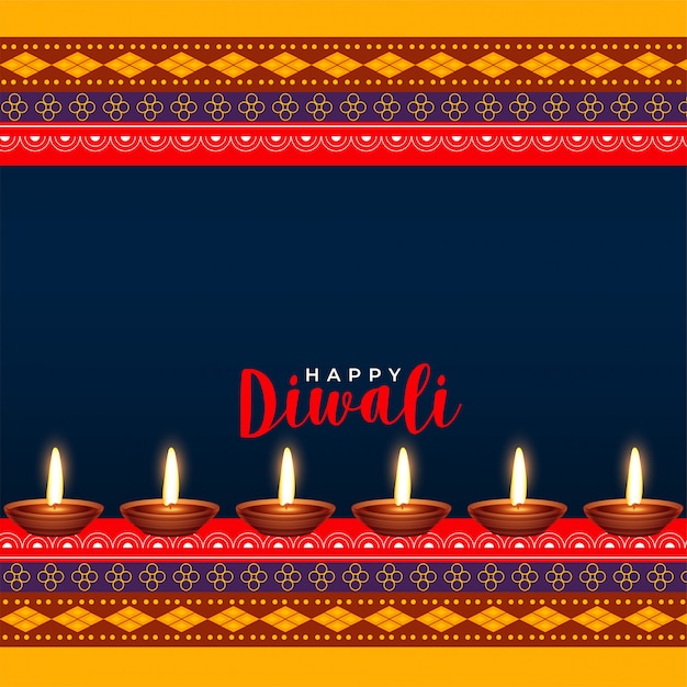 Hindu diwali festival ethinc style greeting\
design