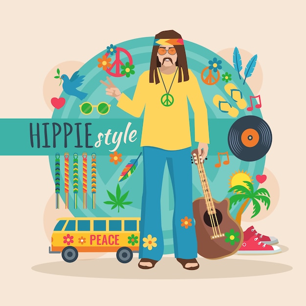 Download Hippie character pack for long hair man with accessory and ...