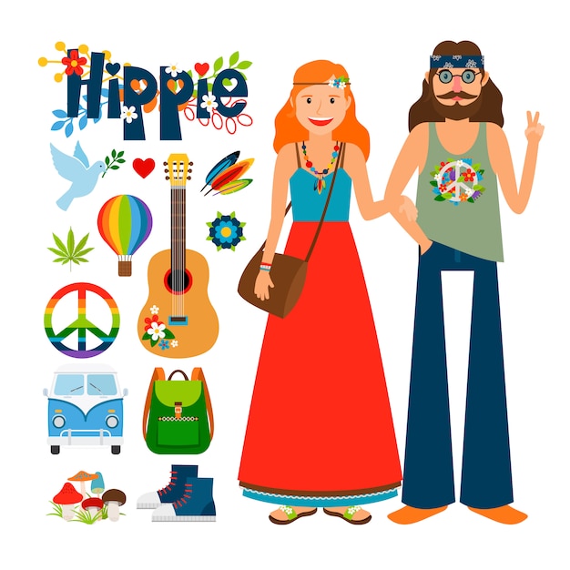 Premium Vector | Hippie people vector