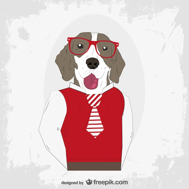 Hipster dog vector