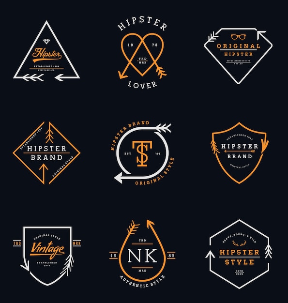 Premium Vector | Hipster logo badges collection