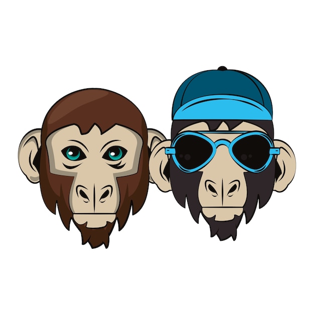 Premium Vector | Hipster monkeys cool sketch