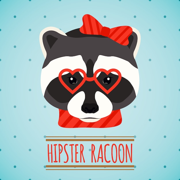 Hipster raccoon background design