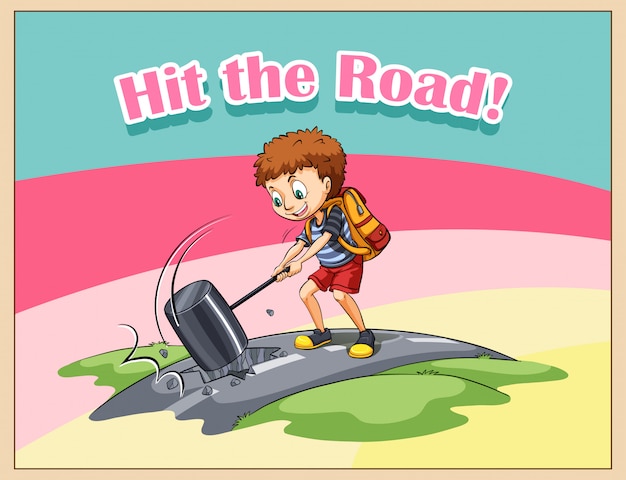 premium-vector-hit-the-road-idiom